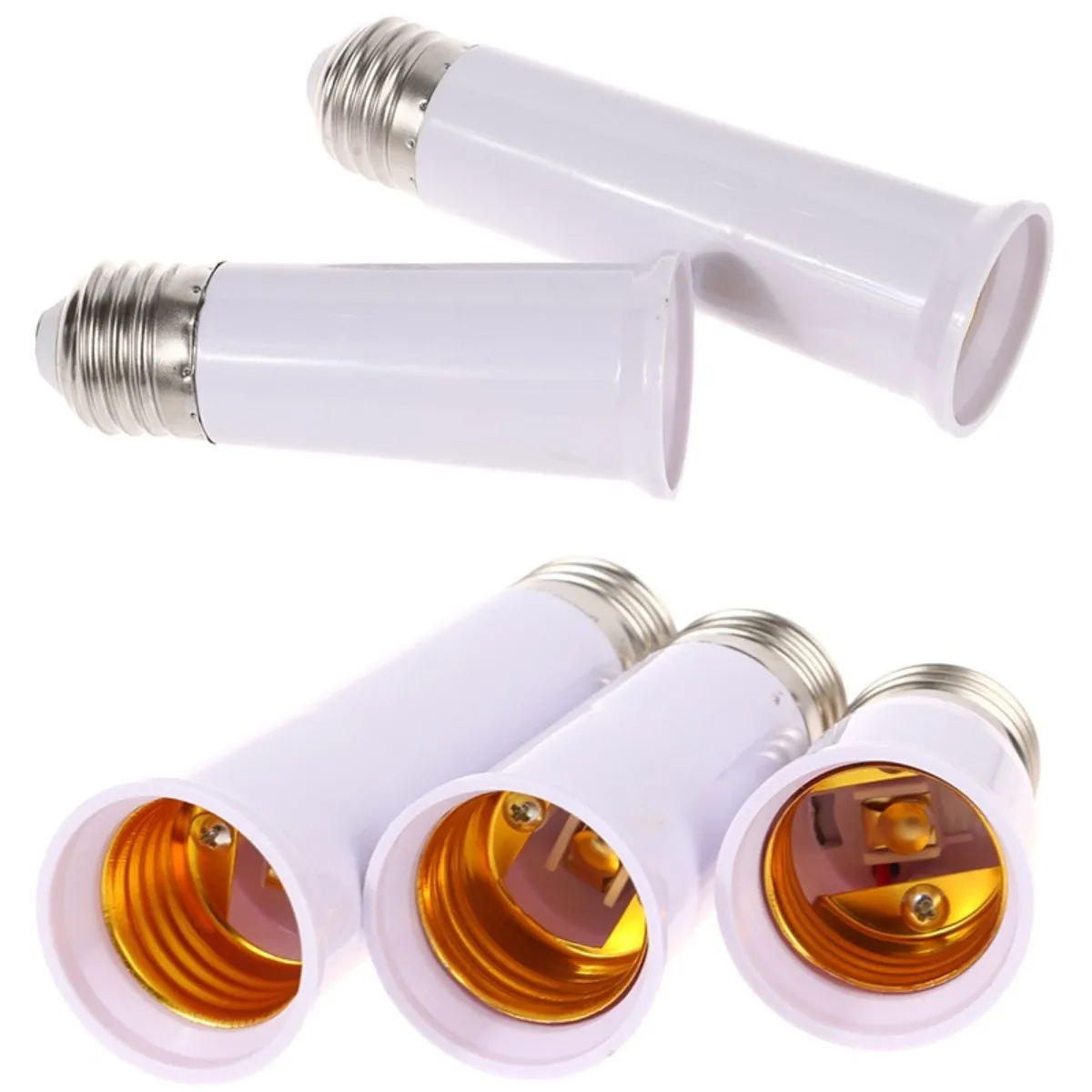 

65mm 95mm 120mm E27 To E27 Extender Lamp Holder Base Bulb Extend Extension Socket Adapter LED Light Adapter Converter White