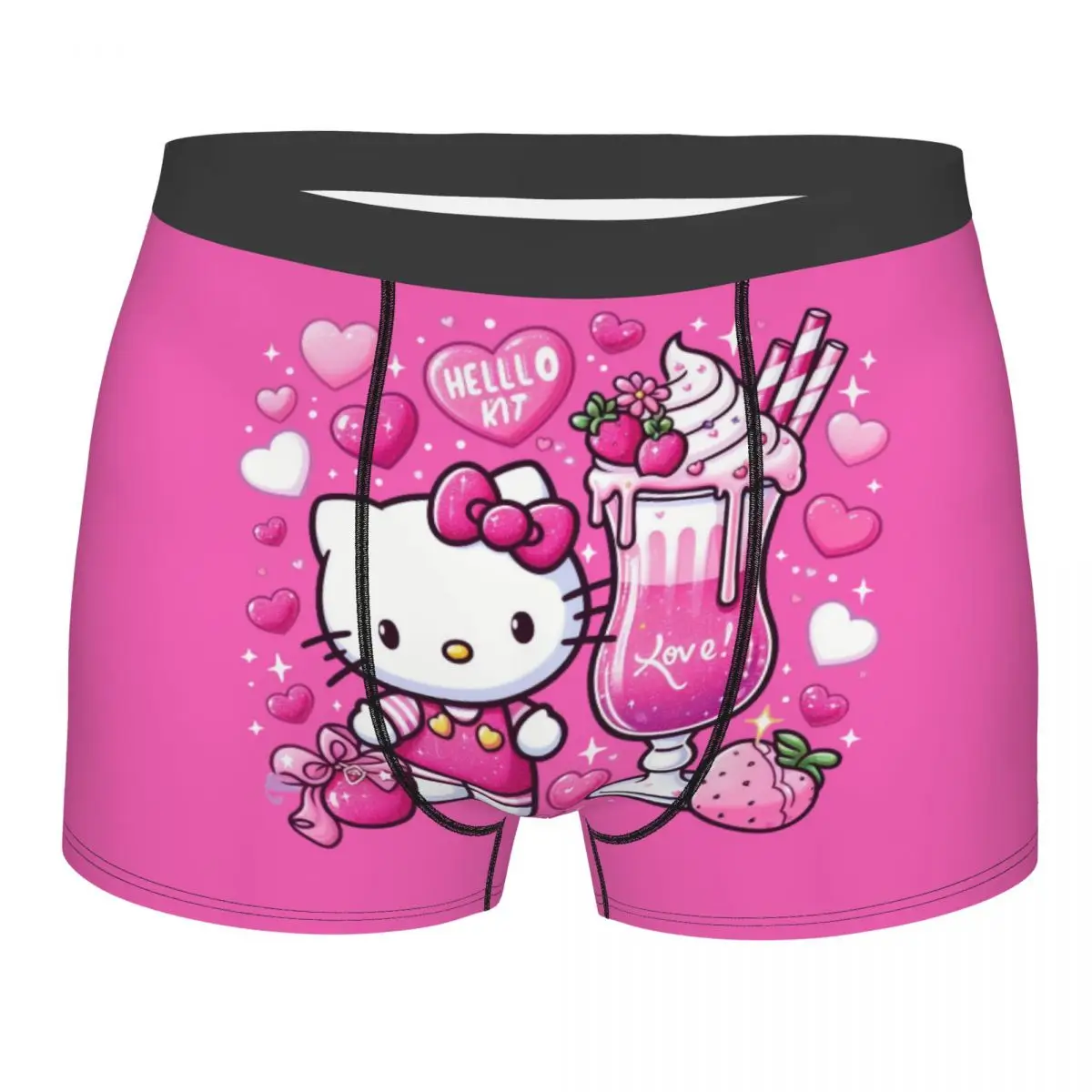 

Модные боксеры с рисунком кота Hello Kitty, шорты, мужские трусы, дышащие трусы, нижнее белье
