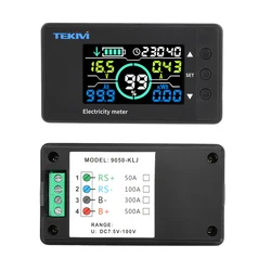 DC 7.5-100V 50A 100A 300A 500A Battery Monitor Coulomb Tester Digital Voltmeter Ammeter Capacity Power Electricity Voltage Meter