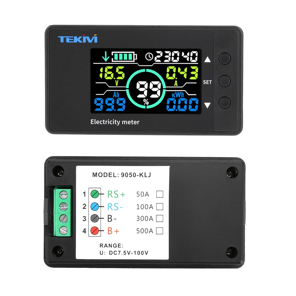 DC 7.5-100V 50A 100A 300A 500A Battery Monitor Coulomb Tester Digital Voltmeter Ammeter Capacity Power Electricity Voltage Meter