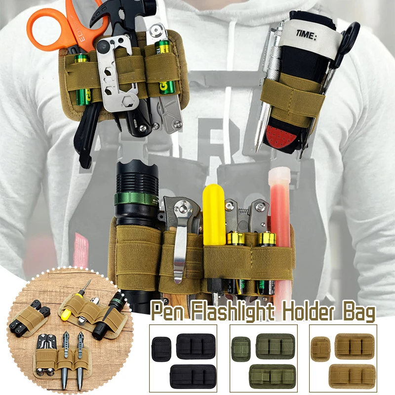 Tactical Backpack Vest Chest Rig Edc Insert Bag Panel Pen Flashlight Holder Bag Multi-Tool Storage Training Torch Sundry Bag