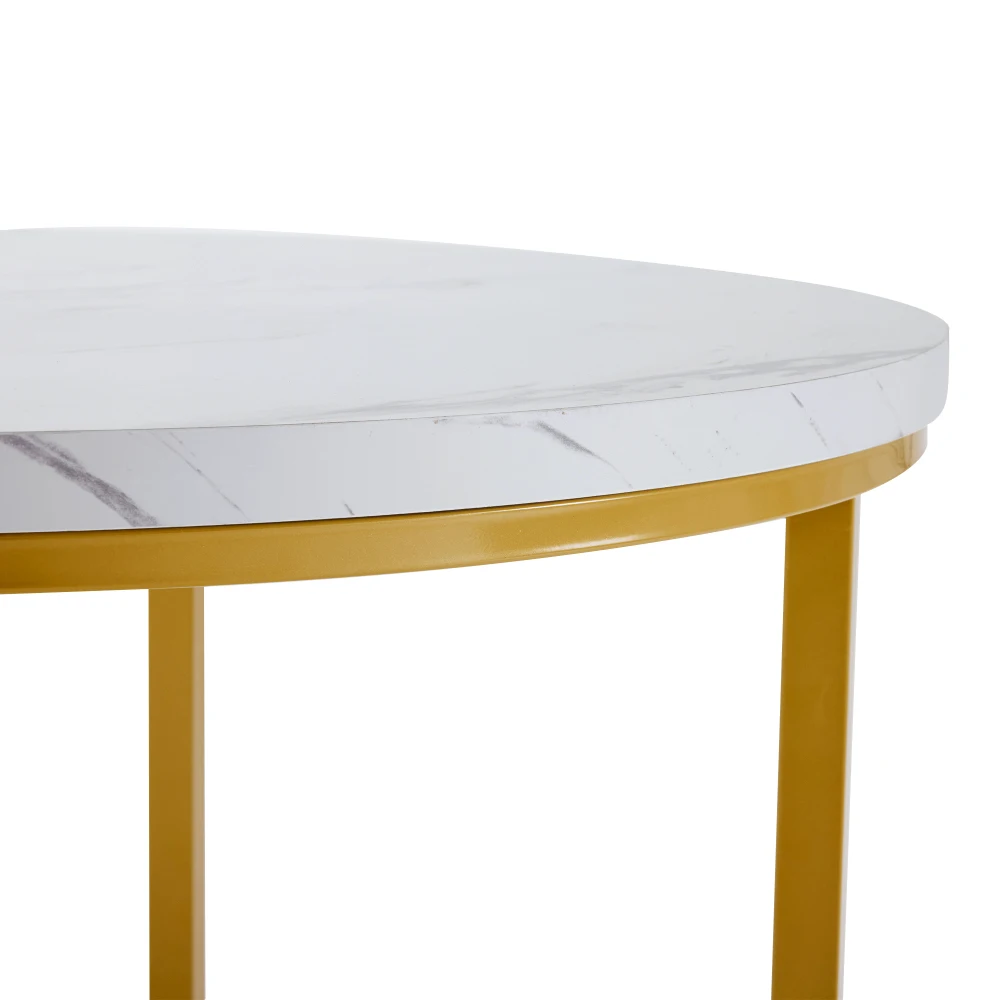 PINGGO Weißes Esstisch-Set mit 4 Samtstühlen, MDF-Tischplatte, vergoldeter Eisenrahmen, moderne Luxusmöbel für die Küche – Detail 13