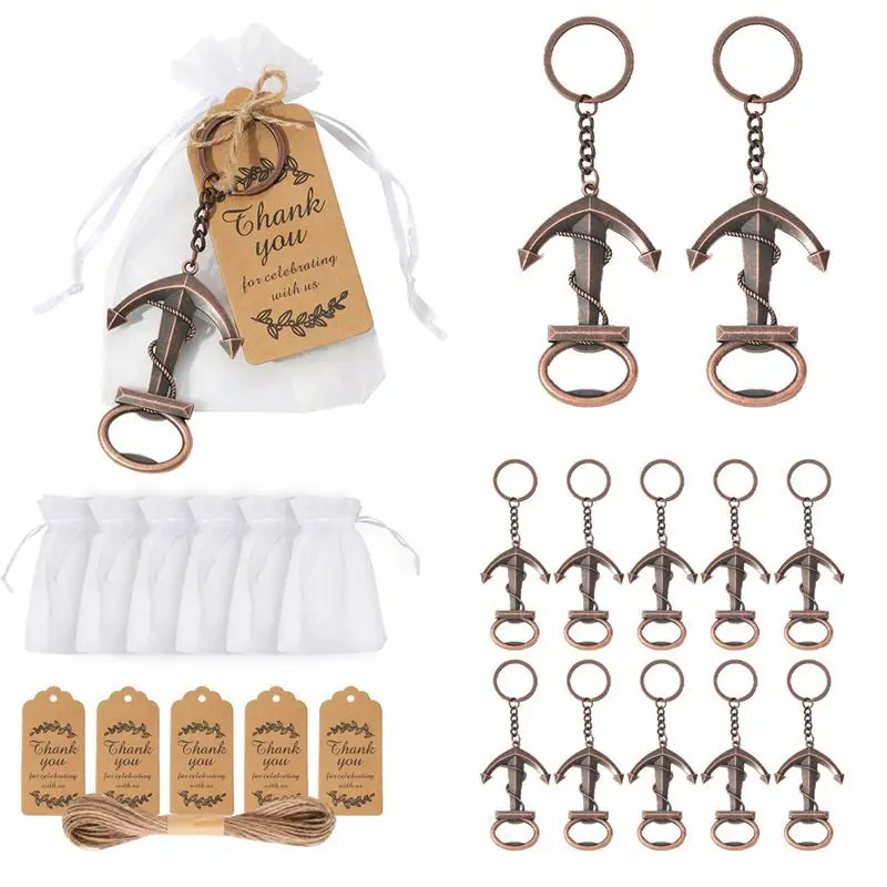 

10pc Beer Opener Keychain Party Supplies Zinc Alloy Anchor Opener