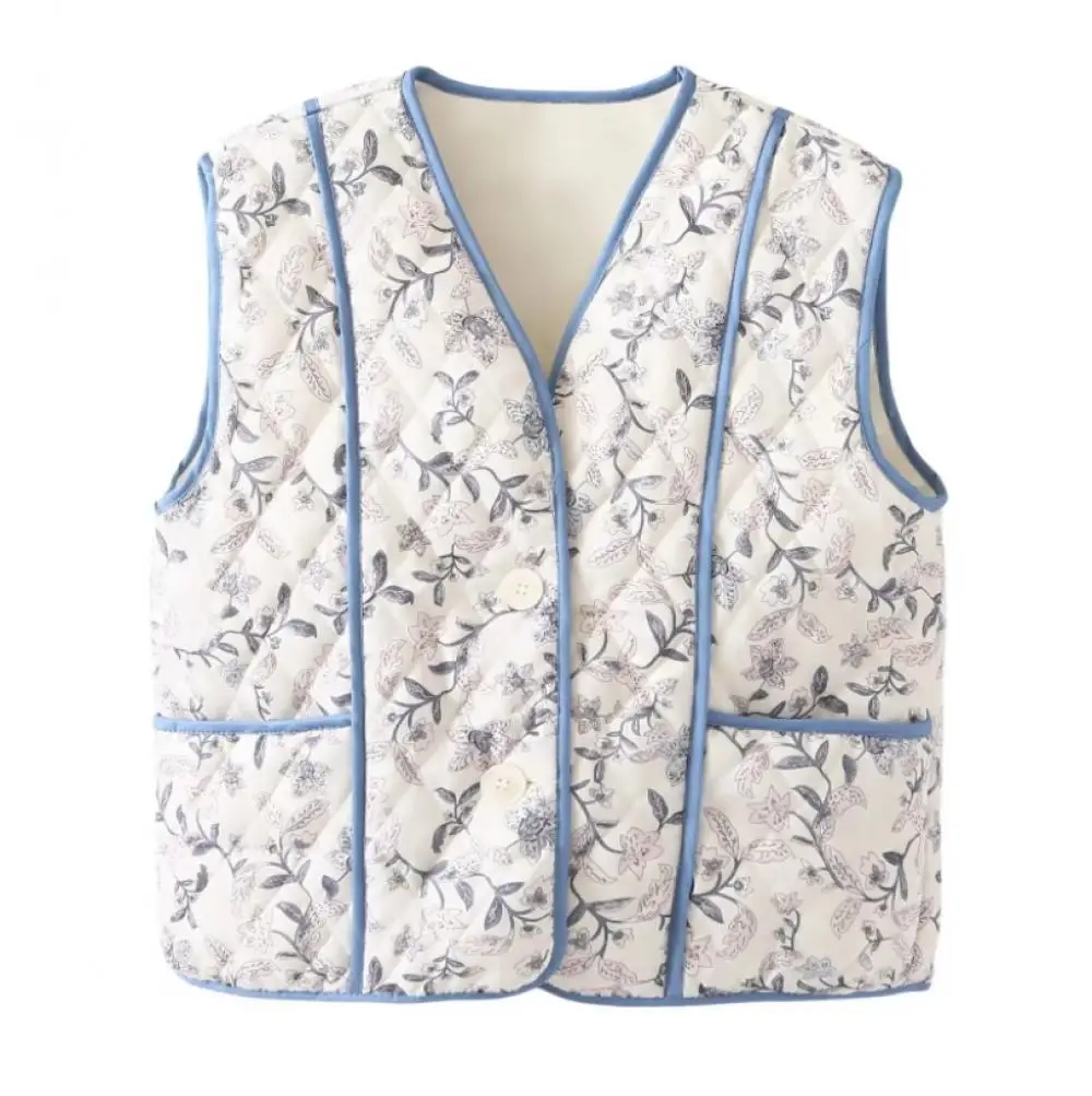 Gilet multicolore à imprimé floral pour femme, simple boutonnage, col en V, chemise décontractée, streetwear à la maison pour femme