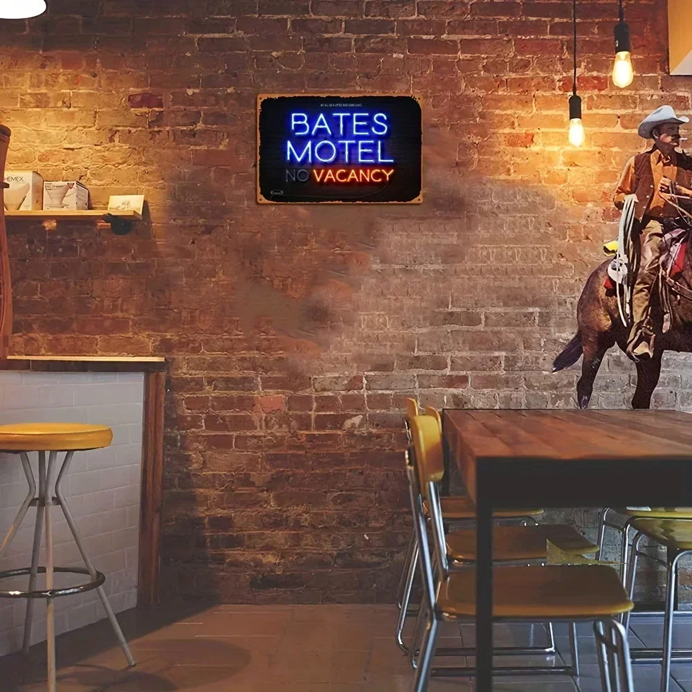 علامة معدنية نيون للحنين من بيتس موتيل، ديكور حائط مثالي للرجال، حانة بار الطابق السفلي والمزيد #4