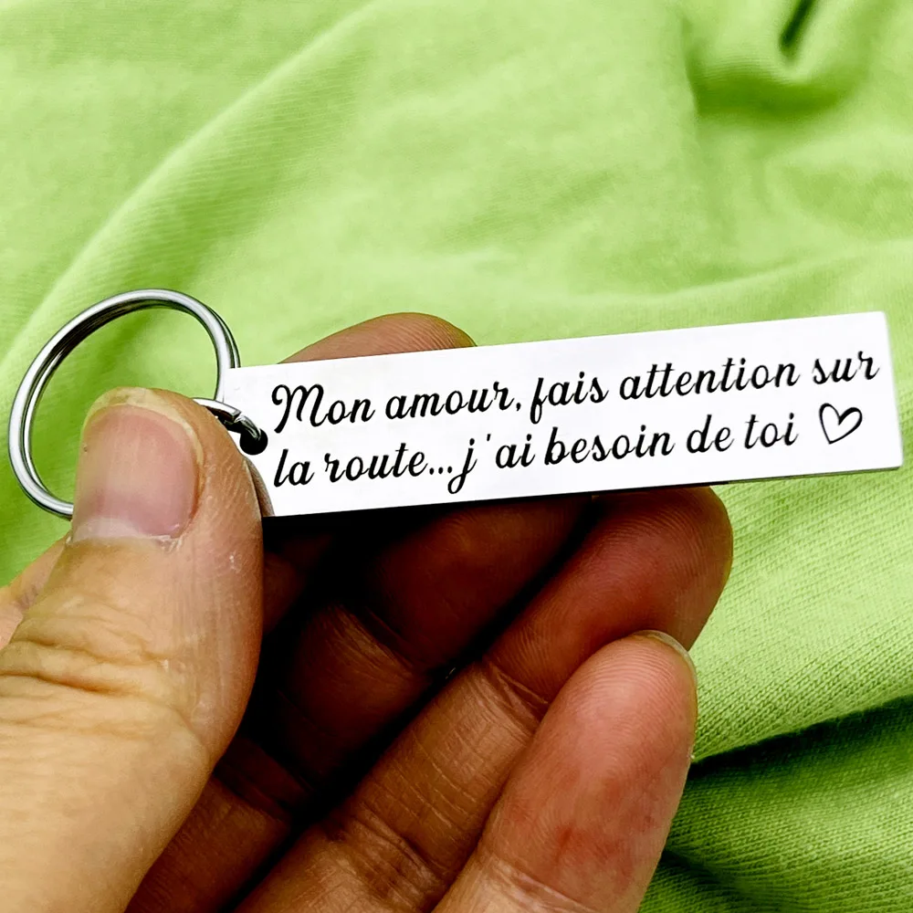 French Drive Safe Keychain I Love You Pendant Dad Boyfriend Gift Husband Valentiness\'s Day Driver Gift for Women Men