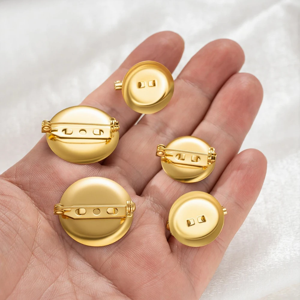 5 Stück Edelstahl Gold Runde Brosche Passend für 15-30mm Rohlinge für DIY Kleidung Nähen Broschen Schmuckherstellung Handwerk – Detail 6