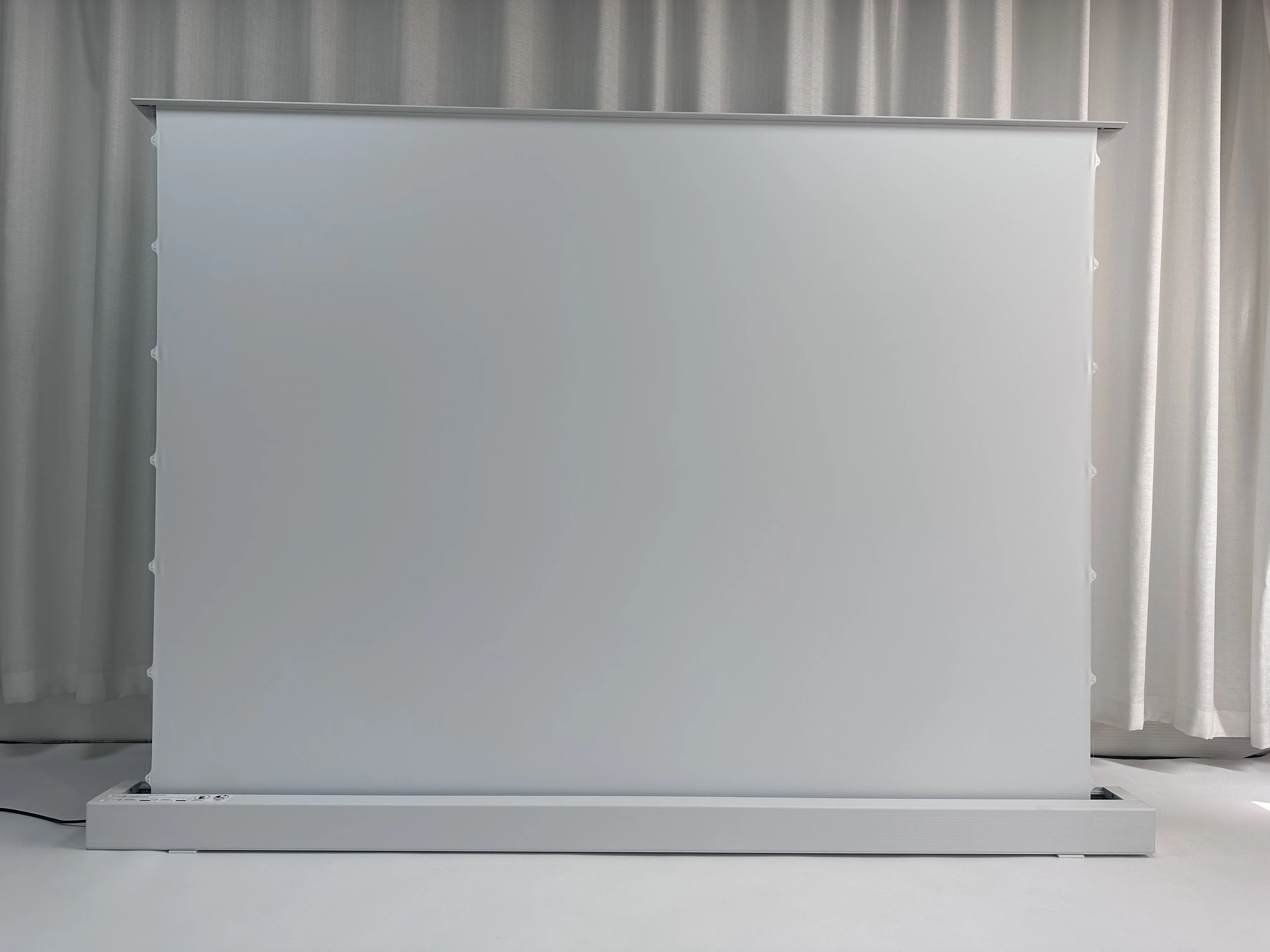 100/110/120 Inch 16:9 Motorized Tensioned Floor Rising Projection Screen White Fabric 4K For Home Theater Projector