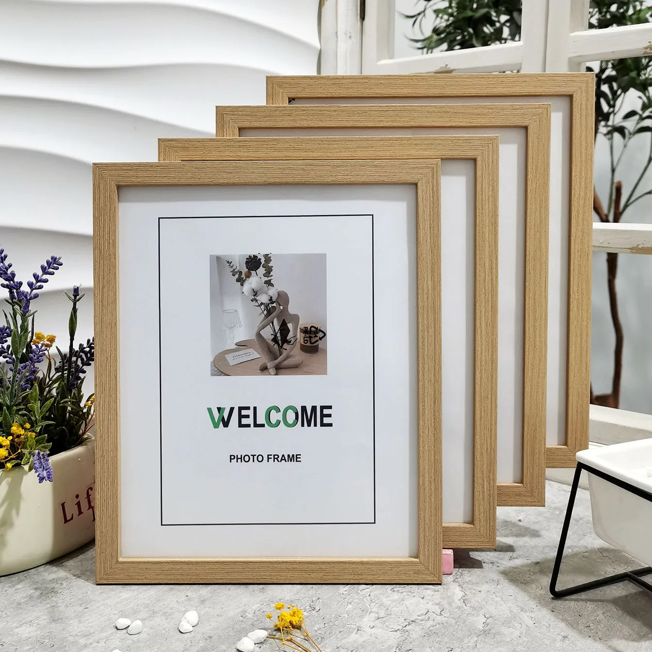 4 Pcs Wood Photo Frames Set for Classic Display