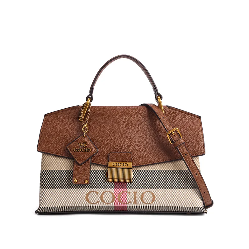 COCIO 2026 Lychee Texture Women's Handbag Fashion Shoulder Crossbody Bag with Gold Lock And Chain Charm Lightweight Design