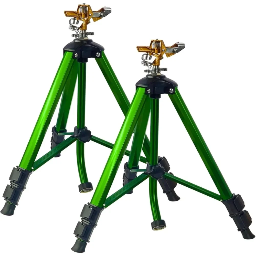 

Impact sprinkler on tripod base, 2-piece tripod sprinkler with brass head, 360 degree large-area irrigation