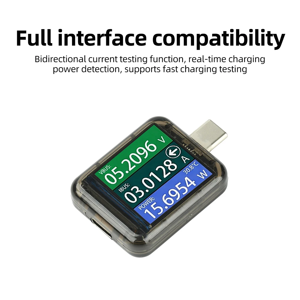 Typ-C Multifunktionaler Digitaler DC-Spannungs- und Strommesser, Leistungsmesser, USB-Bidirektionaler Lademonitor, Schnellladetester – Detail 8