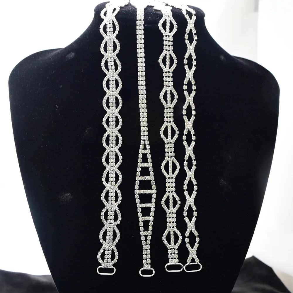 2Pcs/Lot Simple And Exquisite Classic Style Rhinestone Chain Bikini Connector Ring Buckle Clothing Decoration Womens