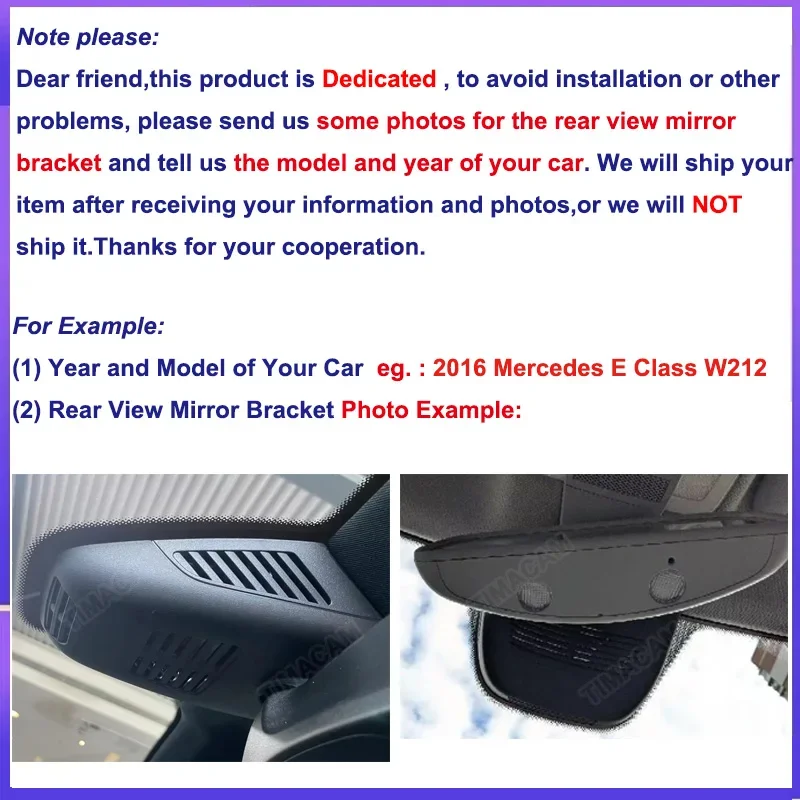 플러그 앤 플레이 4K 2K Wifi 자동차 Dvr 대시 캠 전면 및 후면 카메라 메르세데스 벤츠 E 클래스 w212 S212 C 클래스 w204 S204 GLK X204