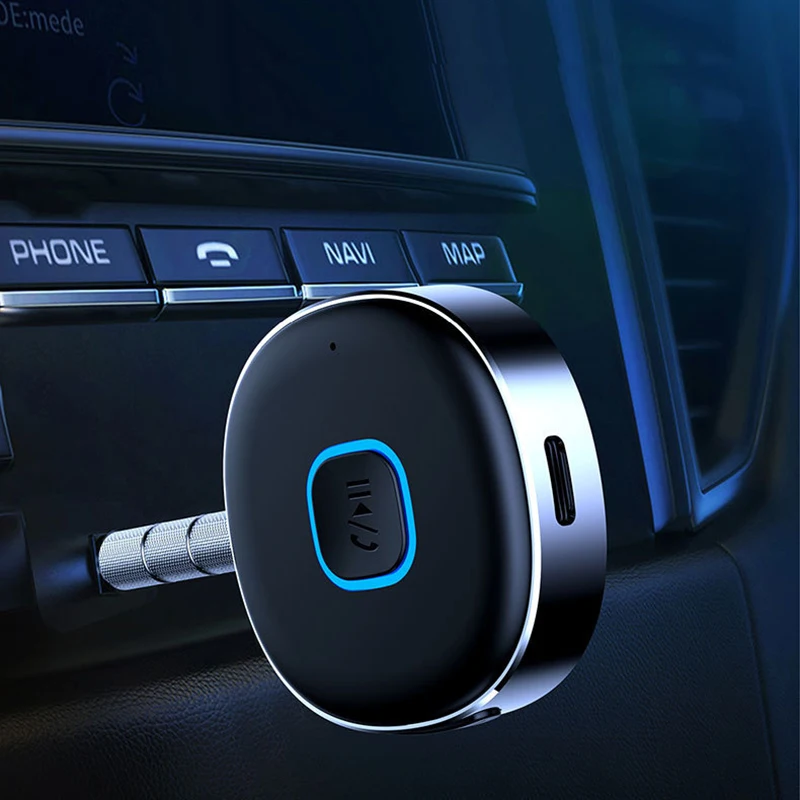 Car Bluetooth-compatible Receiver Dongle BT5.0 3.5MM USB Stereo Audio Wireless Adapter with Handsfree Microphone DSP Voiceless