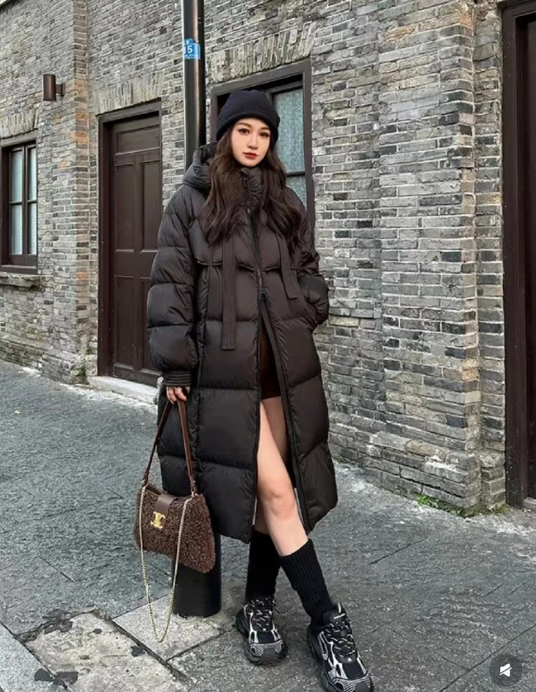 Buitreraptor Women's Down Coats White Loose Hooded Long 90 White Duck Down Jacket Thick Warm Coats Parkas Autumn Winter Korean