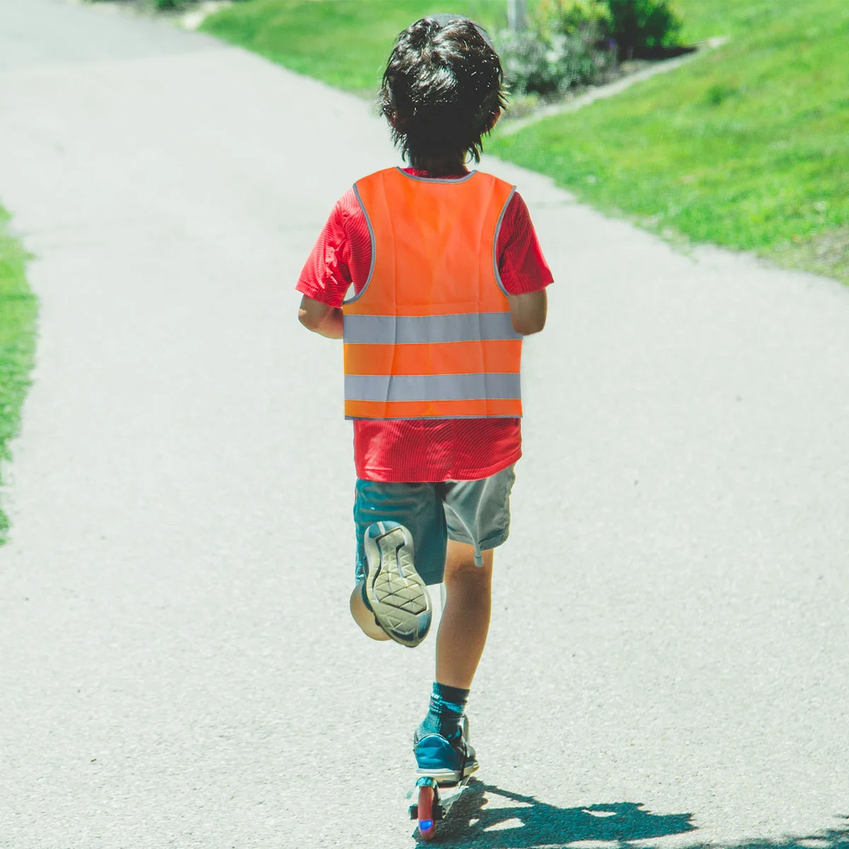 Gilet di sicurezza per bambini Gilet riflettente notturno per bambini Bambino Ragazzo Ragazza (Taglia S arancione) Gilet di sicurezza riflettente