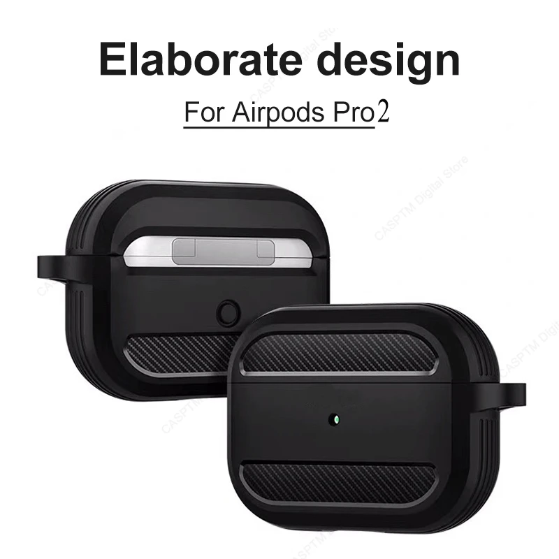 Carbon Fiber Texture Case For AirPods Pro 2 2nd Pro2 USB C Cover For Airpods 3 2 1 Pro air pods Pro 2 Cases Soft TPU Coque Funda