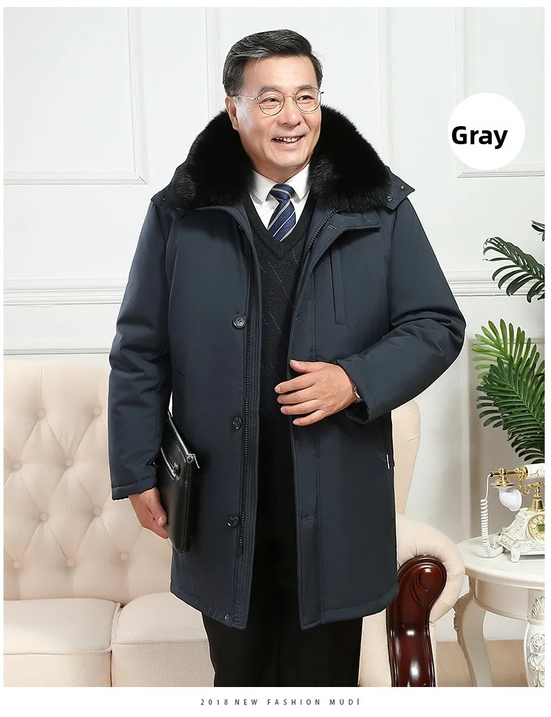 Men's Down Coat And Parkas Windbreaker Puffer Jacket Overcoat Winter Padding Man White Goose Down Jacket Removable Liner HXY1273