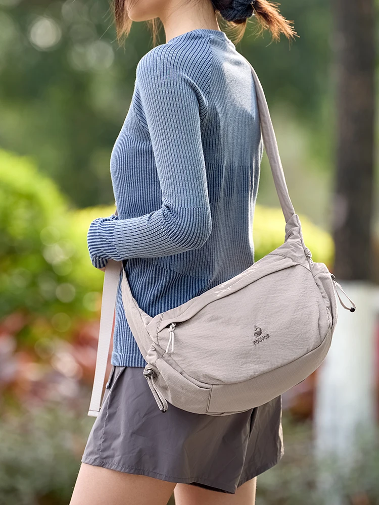 fashionable-sporty-commuter-women's-bag-large-capacity-crossbody-shoulder-bag-dumpling-shape-soft-nylon-waterproof