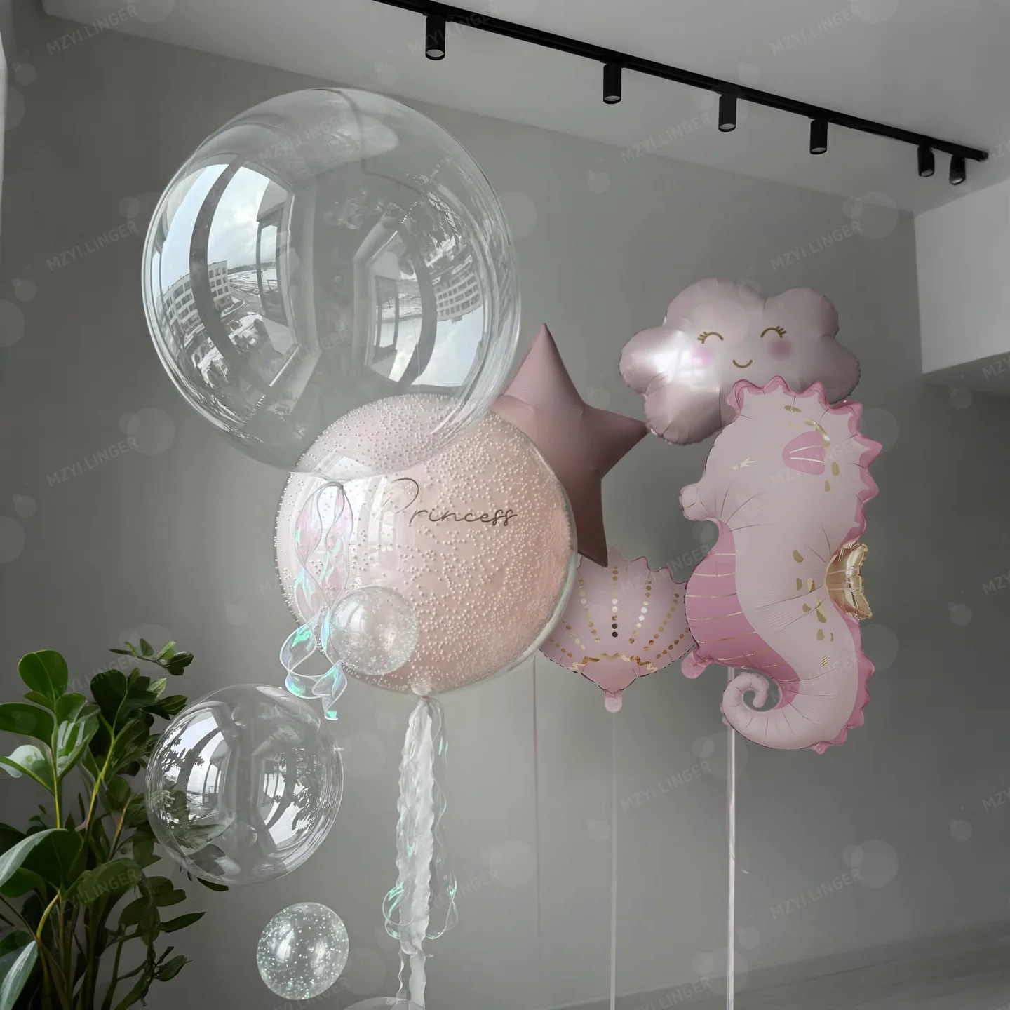 Ozean-Tierballon-Set Rosa Seepferdchen und Muschelförmige Ballons Rosa Zahlen 0-9 für Geburtstagsfeier Ozean-Themenparty Dekoration – Detail 8