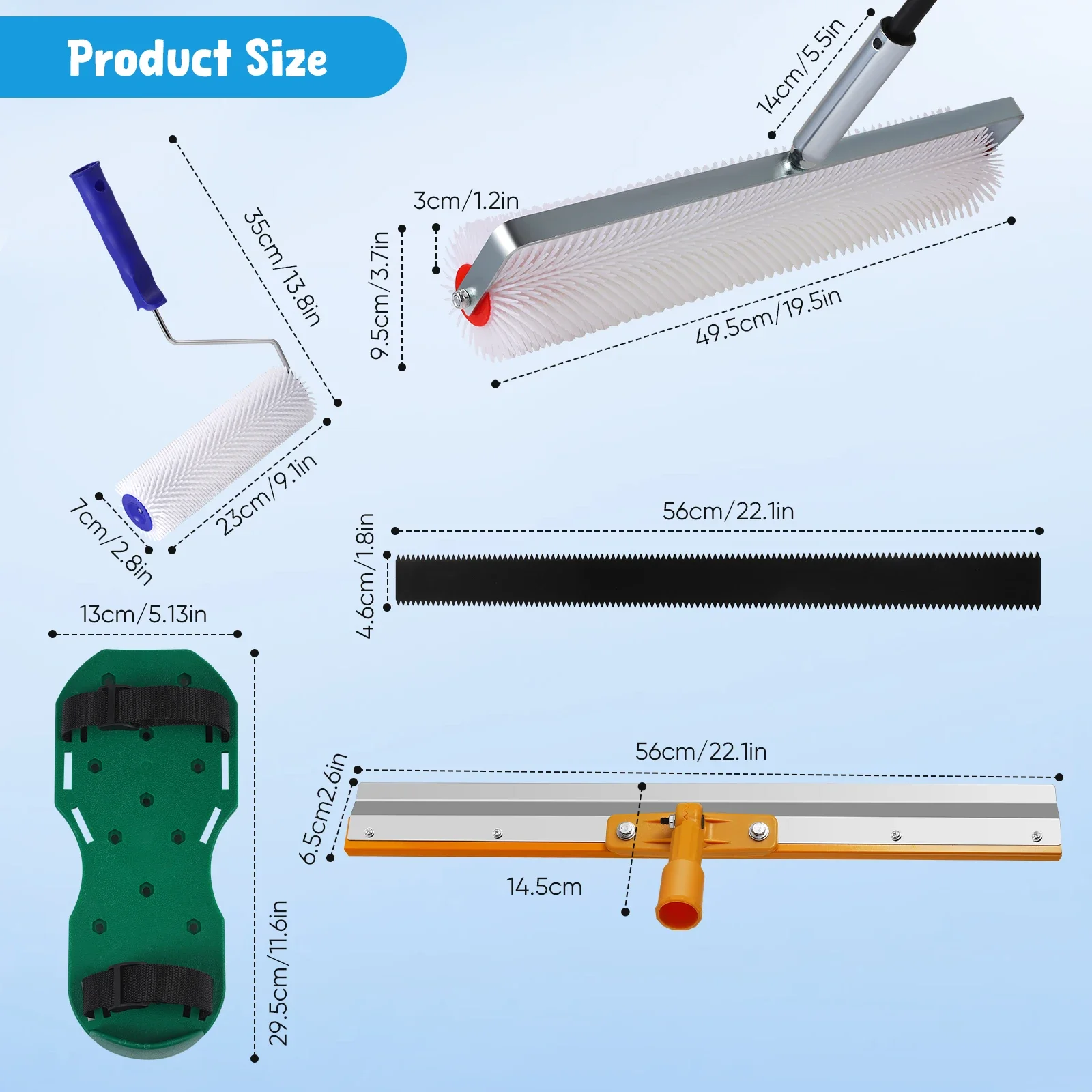 a*-Self-Levelling Cement Tool Kit, Floor Construction Roller Spike Shoes, Epoxy Floor Paint Tool, Scraper Self-Leveling Rake^