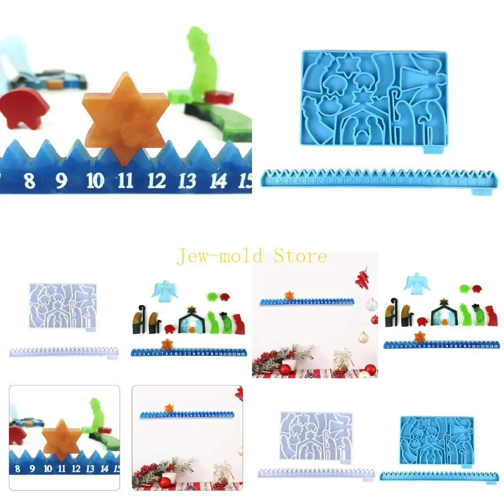 

C71B Christmas Advent Calendar Resin Mold Christmas Ornament Mold for Holiday Decor