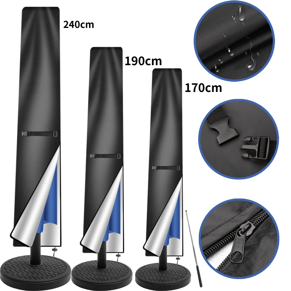 4Colors 210D Umbrella Patio Waterproof Market Parasol Covers with Zipper for 240/190/170CM Outdoor Umbrella Cover Accessories