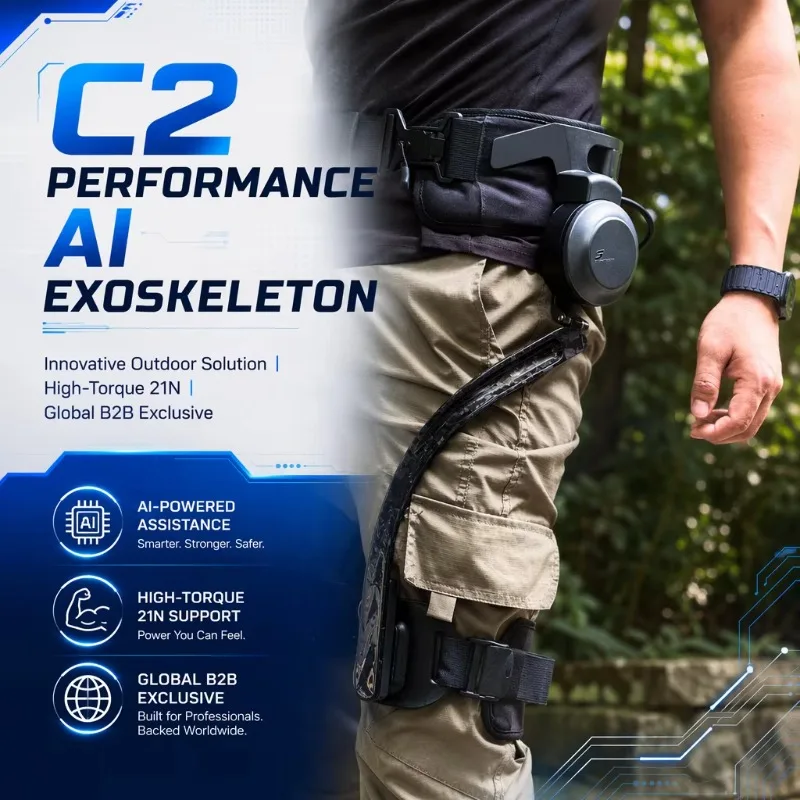 OEM Custom AI Exoskeleton Robot C2 For Outdoor Hiking | 2kg Ultra-Light Carbon Fiber Walking Assistant | 21N Torque