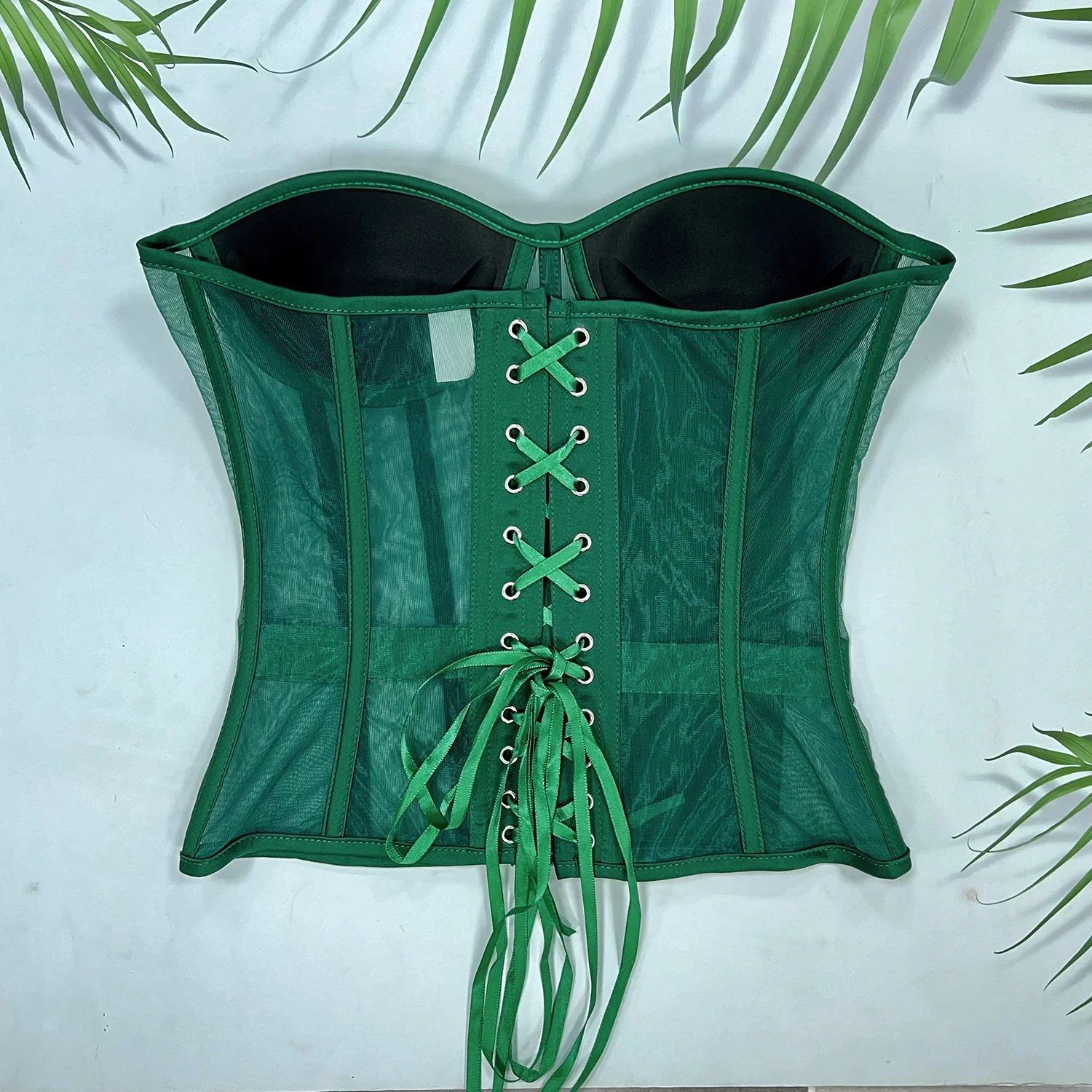 Bustier Breathable Mesh Splicing Transparent Corset Sexy Inner Outer Body Shaping Underwear High-end Tops