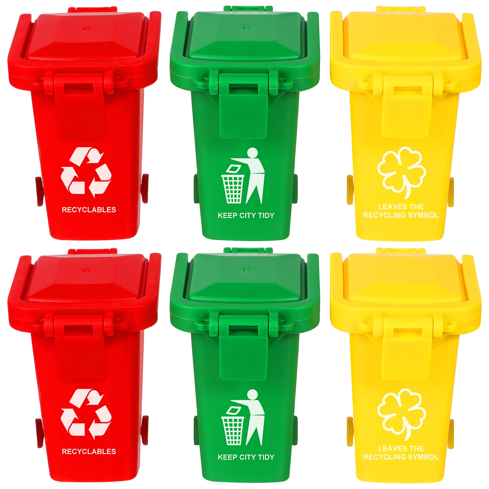 

6pcs Plastic Trashcan Small Learning Garbage Bin For Kids Cognitive Development Garbage Sorting Game Educational Set Mini