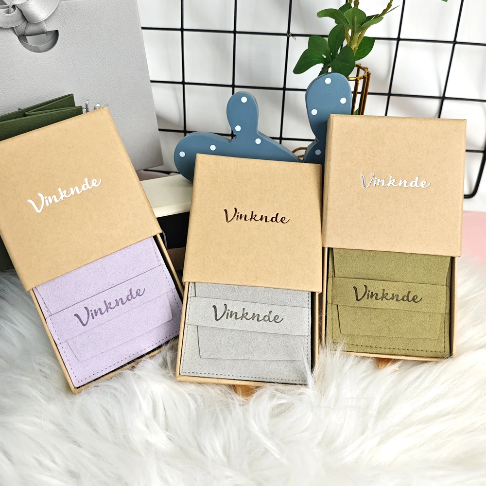 

Custom Logo Jewelry Package Box Bag Necklace Earrings Rings Drawer Storage Boxes With Microfiber Velvet Pouch Wedding Gift Dust