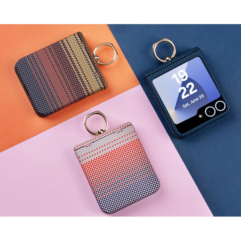 

Жесткий чехол для беспроводной зарядки из петли для Samsung Galaxy Z Flip 6, 7, 4, 3, 5, ультратонкий чехол для телефона с текстурой углеродного волокна FUNDA