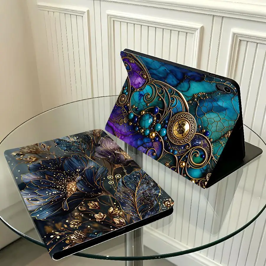 Case for Apple iPad Pro11 13 Air 11 13 M4 M3 M2 A16 2026 10th 7/8/9th with Pencil Slot Air 4/5/6th Teal Purple Swirl