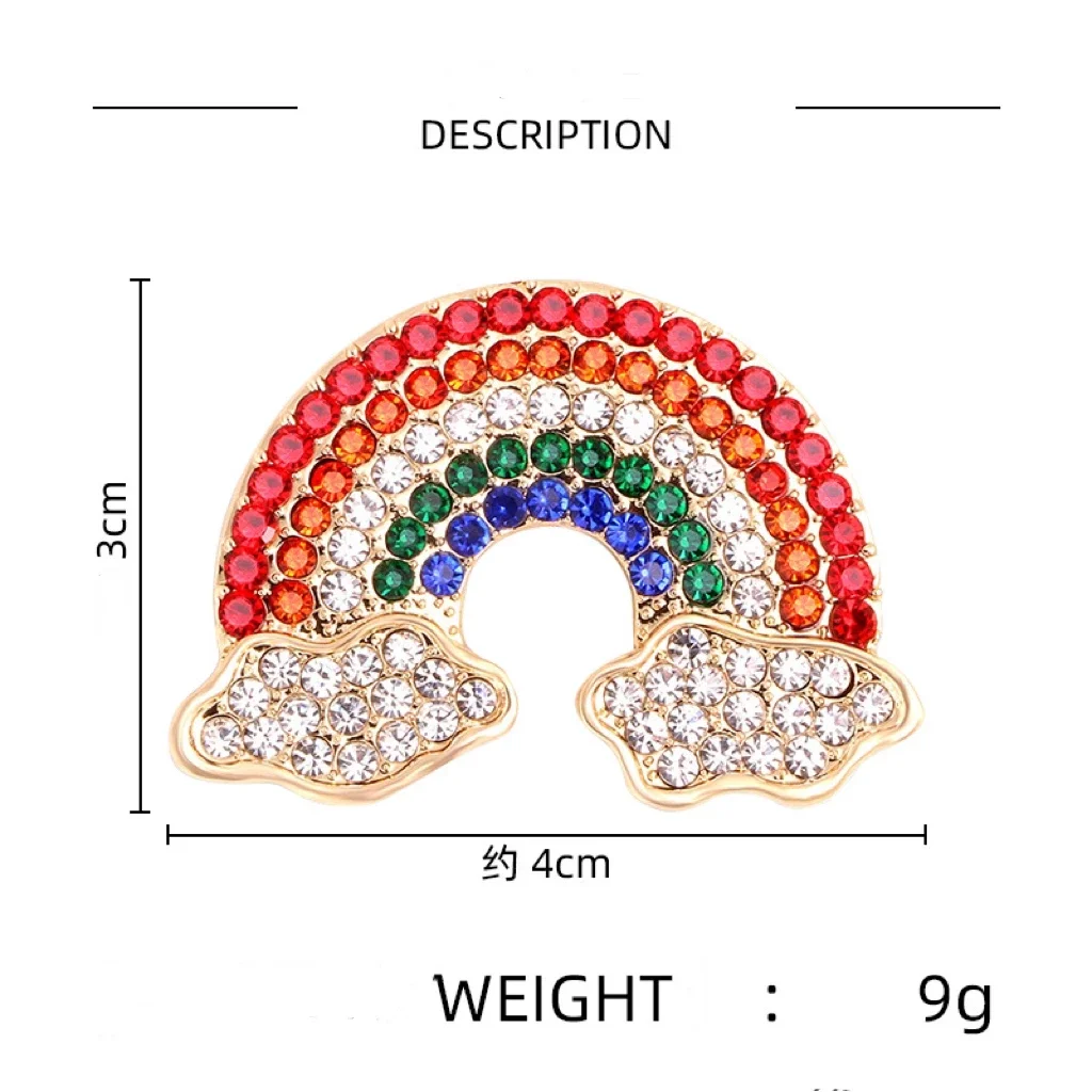 Exquisite Colorful Rainbow Brooches For Women Rhinestone Office Party Brooch Pins Fashion Design Shiny Crystal Corsage Gift