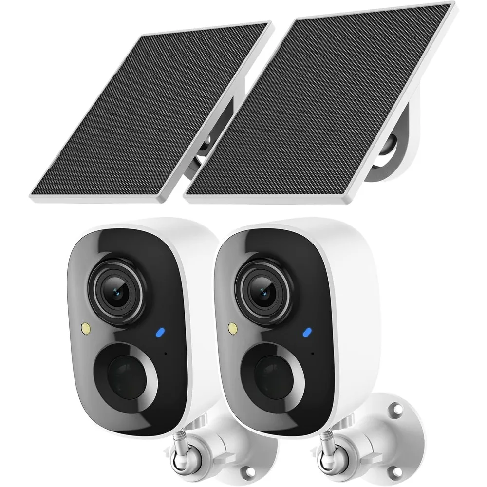 Wireless Outdoor Security Cameras with Solar Power, Motion Detection, Night Vision, Audio, Siren, and Storage Options