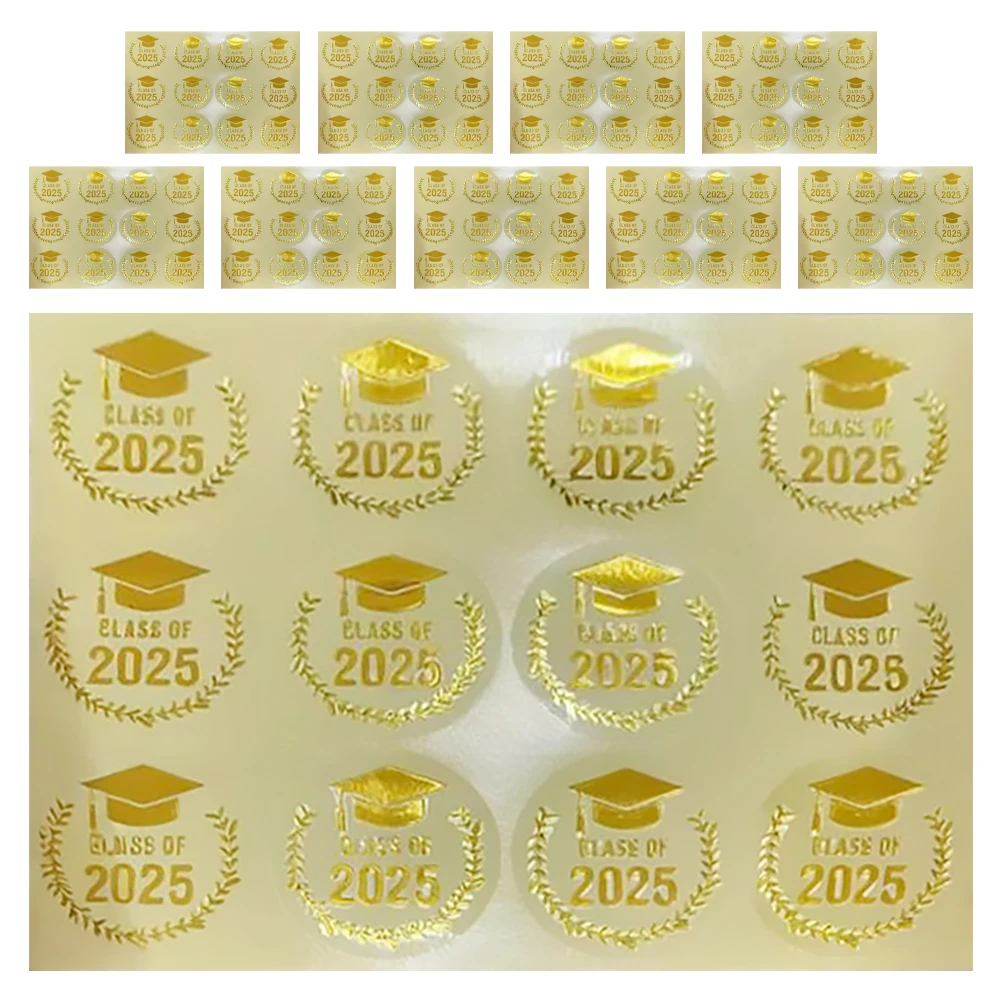

10 шт., золотой конверт, орнамент, наклейки, украшения, 2025 год, кепка для колледжа, шляпа, вечерние наклейки для вечеринки, самоклеящиеся
