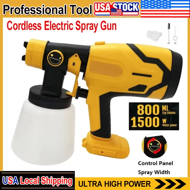 

Подходит для Dewalt 800 мл, беспроводной электрический пистолет-распылитель, портативный распылитель краски, мощный автомобильный мебельный распылитель, аэрограф для батареи 18 В