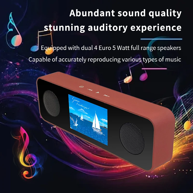 Altavoz Bluetooth portátil LCD para exteriores, reloj con tarjeta TF, altavoz con pantalla meteorológica, reproductor de sistema de audio, radio FM, caja de subwoofer