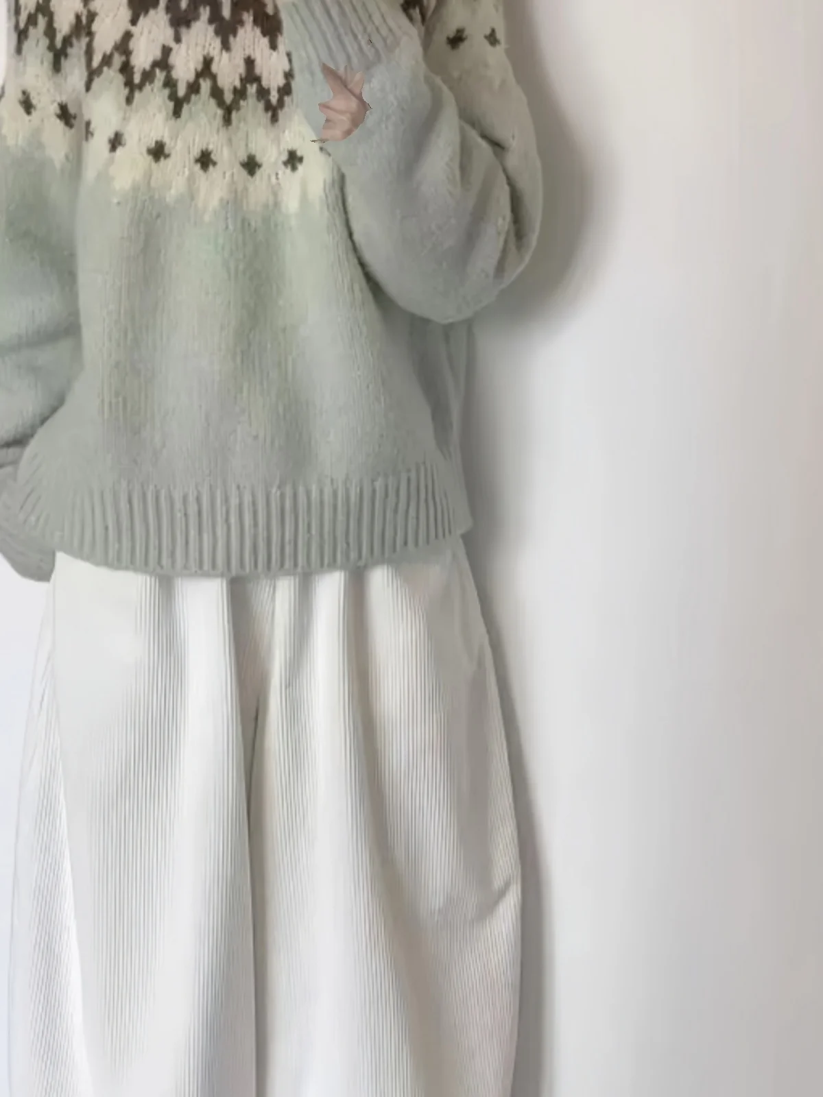 เสื้อสเวตเตอร์ถักลายแฟร์ไอล์อเนกประสงค์สำหรับผู้หญิง ฤดูใบไม้ผลิ ฤดูใบไม้ร่วง 2025 ทรงหลวม สไตล์ลำลอง คอกลม ถักนิตติ้ง เสื้อแฟชั่นสำหรับผู้หญิง เหมาะสำหรับใส่ไปทำงาน