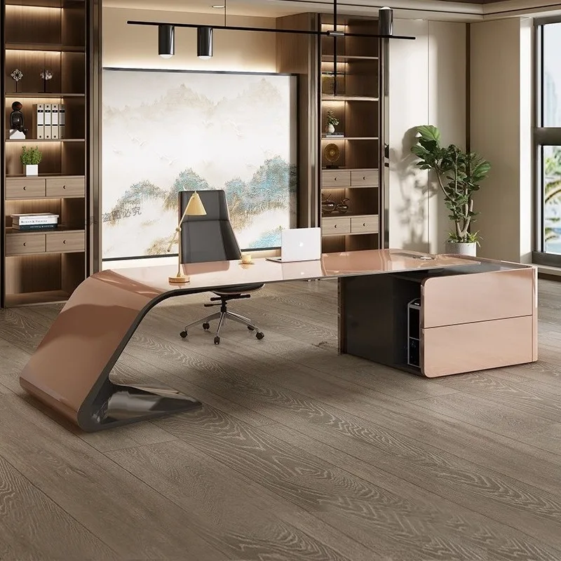 

Boss table simple modern president table white paint office furniture