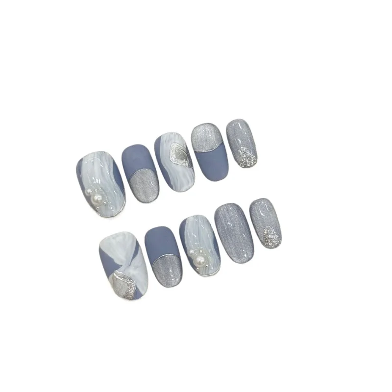 

[Rhine River] Summer glacier blue cat's eye simple matte texture short hand-worn armor finished product