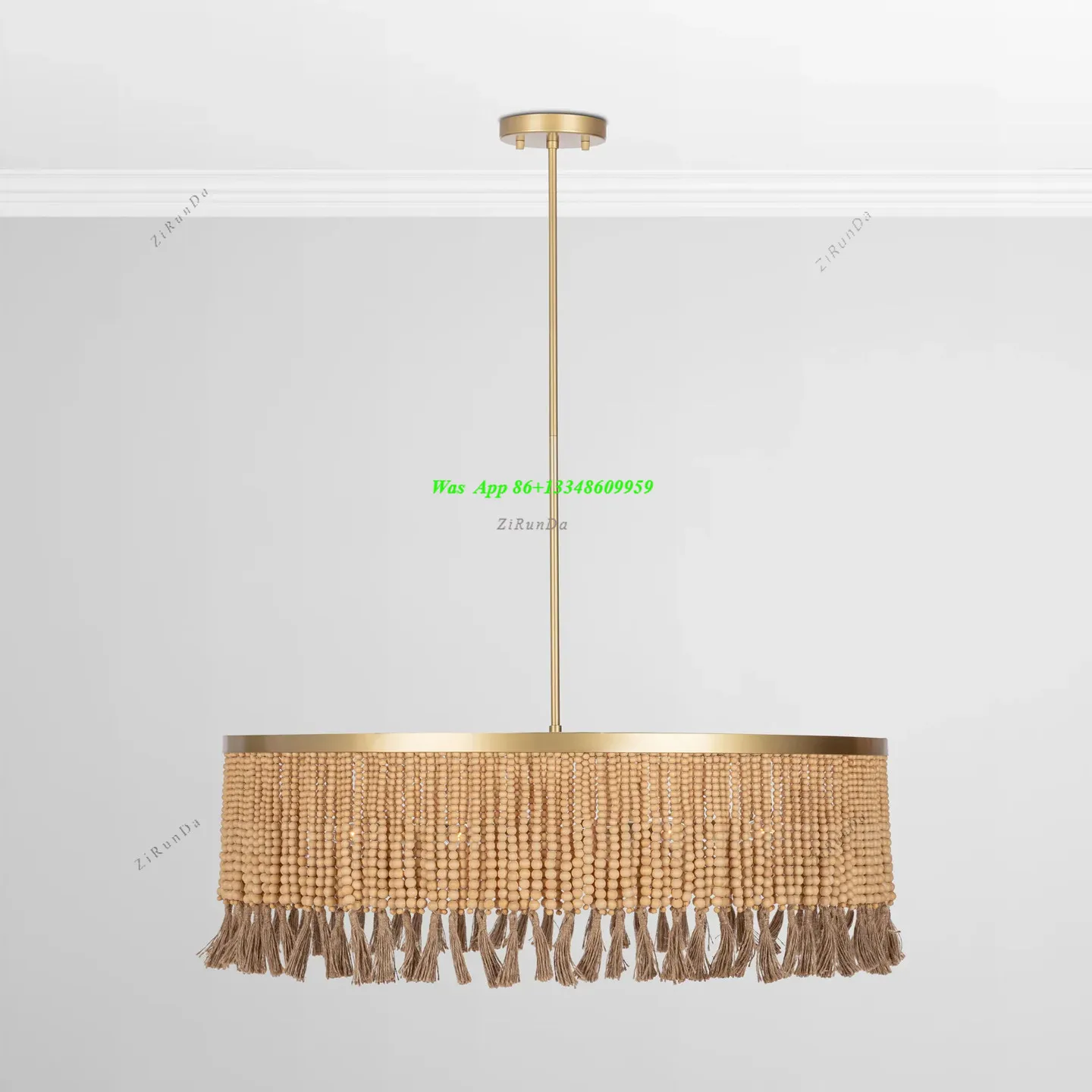 American Retro Design Romantic Wood Bead Chandelier High Sense Natural Wind Living Room Main Light Creative Art Dining  Light