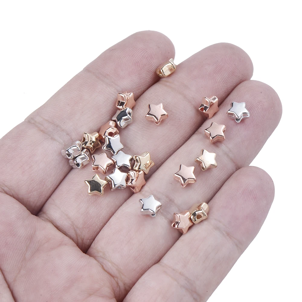 100pcs 4mm 5mm 6mm Star Round CCB Beads Gold Silver Color Loose Spacer Beads For Jewelry Making Findings DIY Accessories