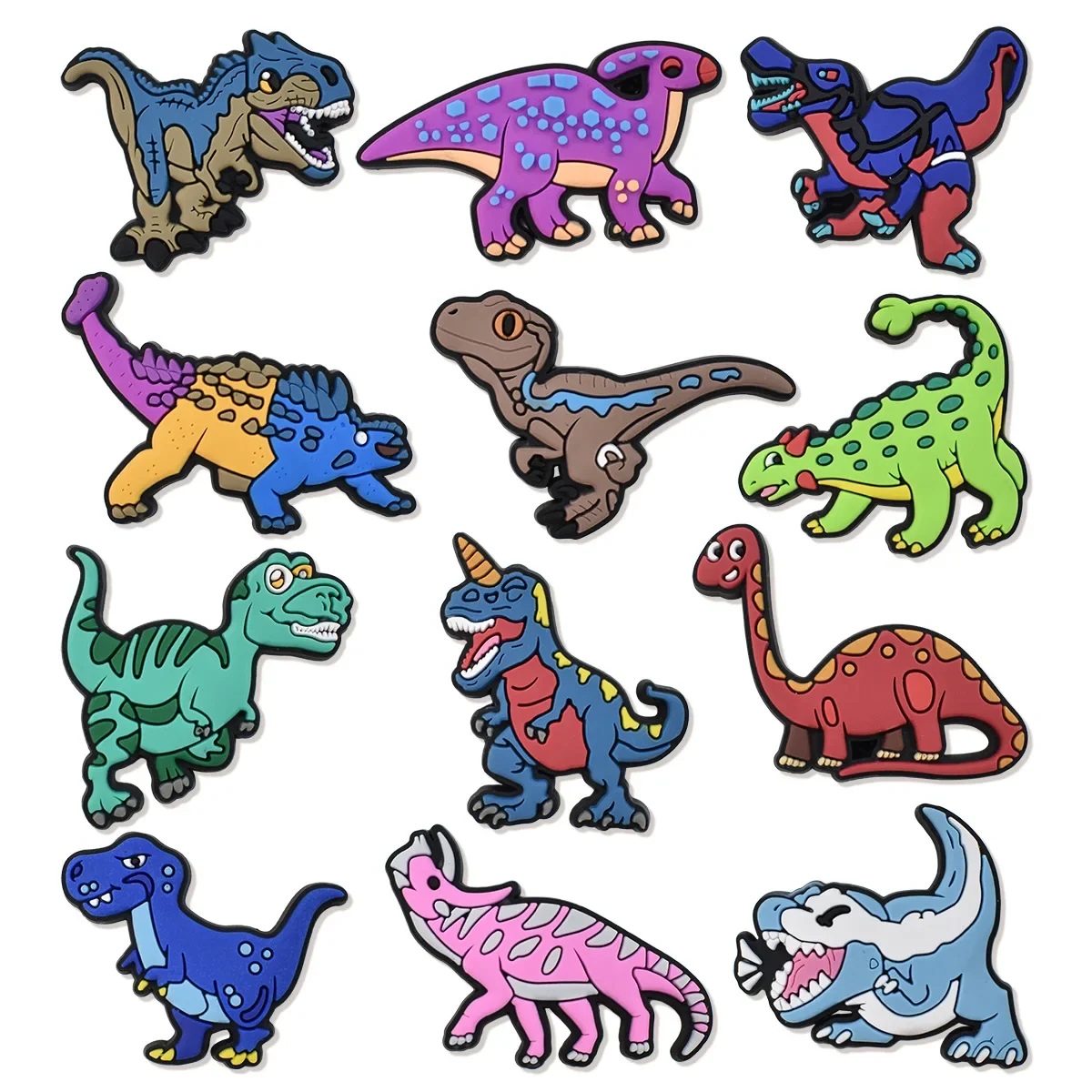 Lovely Dinosaur Series 2pcs PVC Shoe Buckles Charms Accessories Decorations for Clog Sneaker Wristbands Tumbler Party Kids