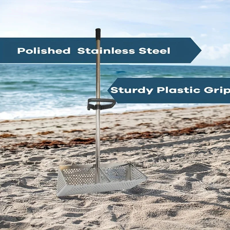 Stainless Steel Sand Fleas Rake Beach Sand Scoop Shovel Metal Detector Scoops Treasure Detecting Hunting Stainless Steel Tool