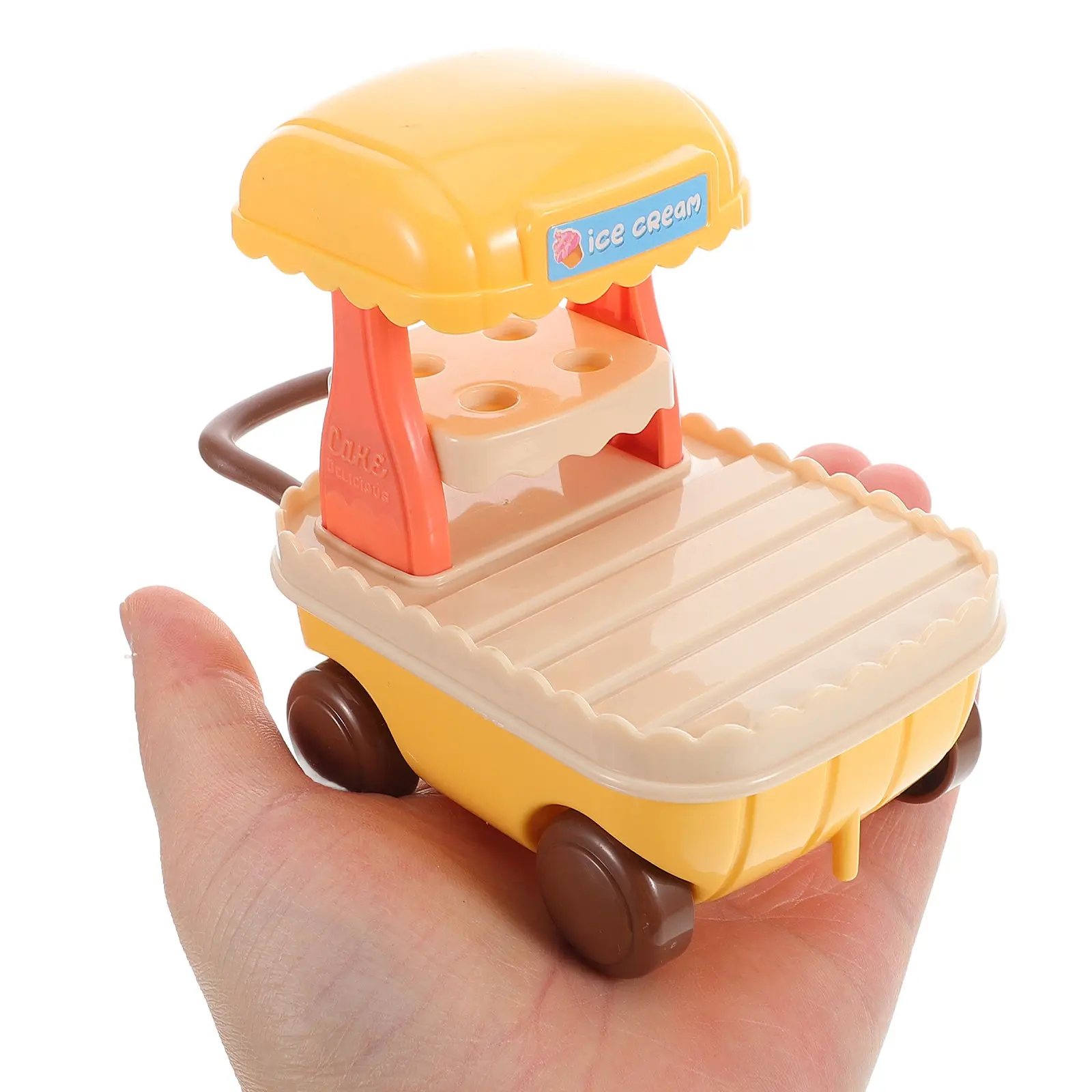 1Set Miniature Ice Cream Cart Play Set Realistic Ice Cream Truck for Kids Pretend Shop Stand Interactive Play House Prop