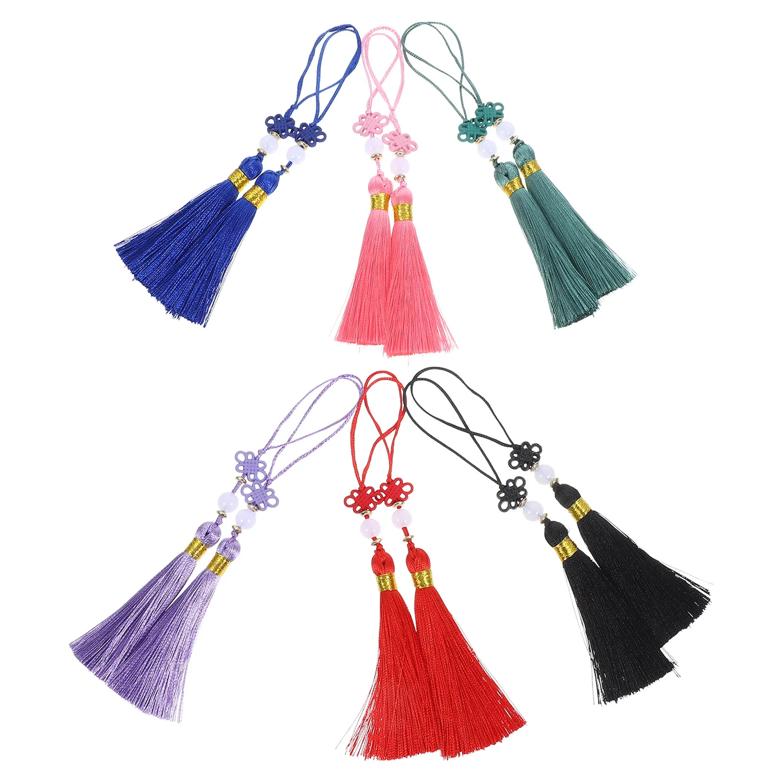 12 Piezas de Adornos Colgantes de Nudo Chino con Borlas para Cordón de Teléfono, Llavero, Colgante de Bolso, Decoración para el Hogar, Fiestas y Festivales, Rojo de la Suerte