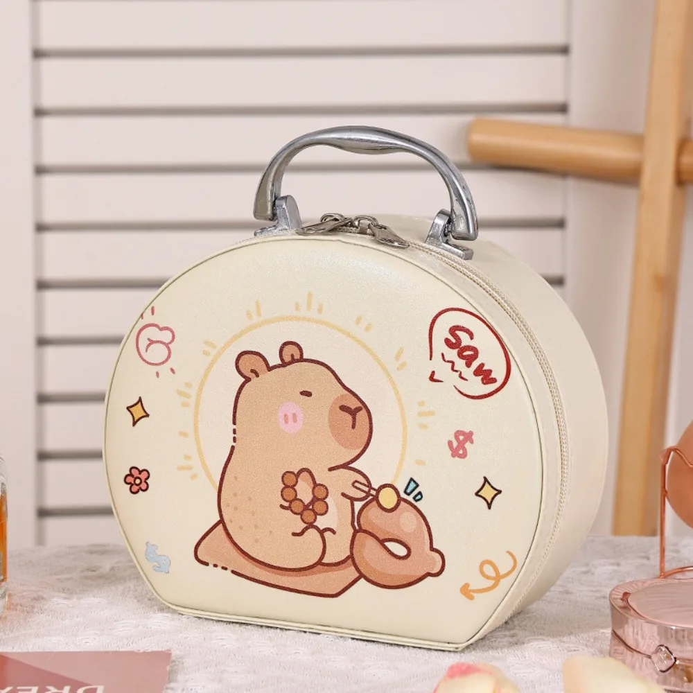 

Semicircular Women's Cosmetic Bag Waterproof Large Capacity Capybara Cosmetic Pouch Zipper with Handle Makeup Storage Bag Kids