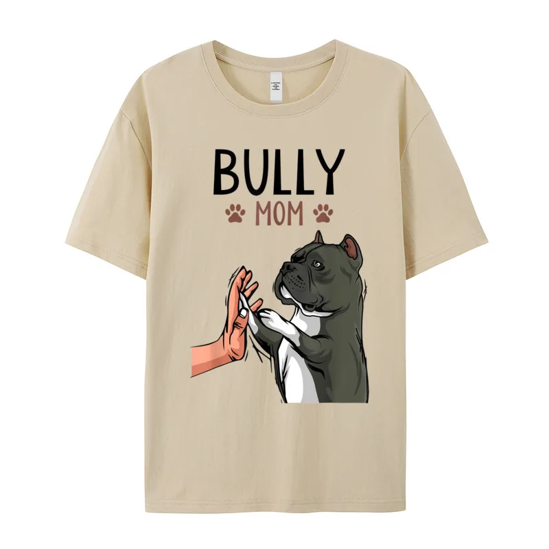 American Bully Mom Cute Dog T Shirt Birthday Newest Crewneck Combed cotton Tops & Tees Tops T Shirt for Male NEW YEAR DAY